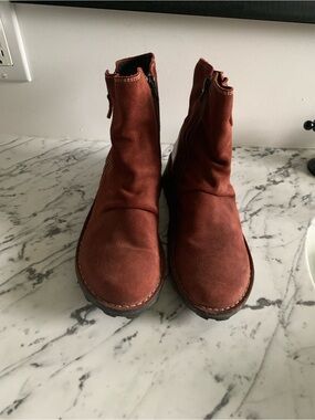 Fly London Women’s Suede Ankle Boots — Rust